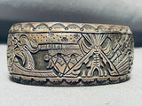Teepee Love Vintage Native American Navajo Intricate Sterling Silver Bracelet