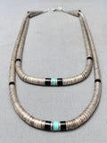 Heavy 161 Grams Vintage Native American Navajo Sterling Silver Turquoise Heishi Necklace-Nativo Arts
