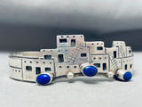 Lapis Pueblo Vintage Native American Navajo Sterling Silver Bracelet-Nativo Arts