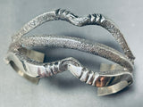 Unique Textured Vintage Native American Navajo Sterling Silver Bracelet Cuff-Nativo Arts