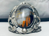 Misty Mountain Vintage Native American Navajo Petrified Wood Sterling Silver Bracleet-Nativo Arts