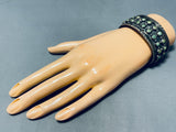 One Of Best Very Early Vintage Native American Navajo Green Turquoise Sterling Silver Bracelet-Nativo Arts