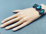 Rare Blue Diamond Turquoise Vintage Native American Navajo Sterling Silver Bracelet-Nativo Arts