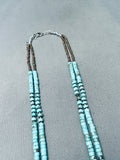 Amazing Native American Navajo Turquoise Disc Heishi Sterling Silver Necklace-Nativo Arts