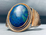 One Of The Best Ever Huge Domed Azurite Sterling Silver Gold Bracelet-Nativo Arts