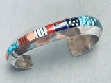 5.5 Inch Wrist Vintage Jim Harrison Native American Navajo Inlay Sterling Silver Bracelet-Nativo Arts