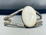 Pretty Vintage Native American Navajo Mother Of Pearl Sterling Silver Bracelet-Nativo Arts