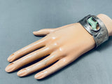 Hand Carved Vintage Turquoise Animal Sterling Silver Bracelet Cuff-Nativo Arts