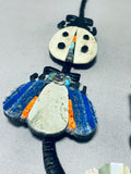 Huge Santo Domingo Dragonfly Bug Sterling Silver Turquoise Inlay Necklace-Nativo Arts