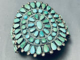 One Of The Best Vintage Native American Navajo Green Turquoise Sterling Silver Cluster Bracelet-Nativo Arts