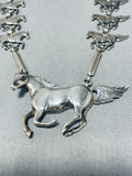 Super Intricate Vintage Native American Navajo Sterling Silver Horse Necklace-Nativo Arts