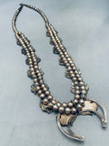 Sturdy 162 Gram Vintage Native American Navajo Turquoise Sterling Silver Squash Blossom Necklace-Nativo Arts