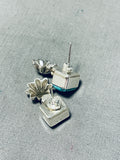 Carlyn Apachito Native American Navajo Red Mountain Turquoise Sterling Silver Earrings-Nativo Arts