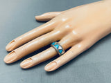 Rar Eben Morgan Vintage Native American Navajo Turquoise Inlay Sterling Silver Ring Old-Nativo Arts