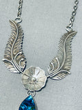 Gorgeous Vintage Native American Navajo Blue Abalone Sterling Silver Necklace-Nativo Arts