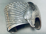 100 Gram Vintage Native American Navajo Hand Carved Eagle Sterling Silver Bracelet-Nativo Arts