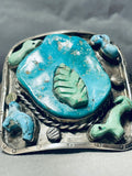 159 Gram Vintage Native American Navajo Animal Fetish Sterling Silver Turquoise Bracelet Old-Nativo Arts