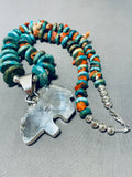 Stellar Vintage Signed Native American Navajo Inlay Jet Turquoise Cosmic Bear Necklace-Nativo Arts