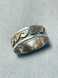 Extraordinary Vintage Native American Navajo Sterling Silver And 14k Gold Band Ring-Nativo Arts