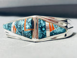 Native American 6 Inch Wrist One Of The Most Intricate Turquoise Sterling Silve Rbracelet-Nativo Arts