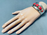 Stunning Southwest Chunky Coral Sterling Silver Bracelet Cuff-Nativo Arts