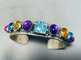 Colorful Native American Navajo Turquoise Amethyst Citrine Sterling Silver Bracelet-Nativo Arts