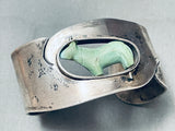 Hand Carved Vintage Turquoise Animal Sterling Silver Bracelet Cuff-Nativo Arts