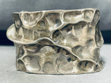 The Coolest Vintage Native American Zuni All Silver Sterling Silver Hand Wrought Bracelet-Nativo Arts
