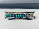 Classic Vintage Native American Zuni Blue Gem Turquoise Petit Point Sterling Silver Bracelet-Nativo Arts