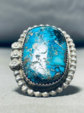 Native American Exceptional Vintage Blue Diamond Turquoise Sterling Silver Ring-Nativo Arts