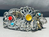 One Of Most Detailed Vintage Southwest Turquoise Sterling Silver Bee Bracelet-Nativo Arts