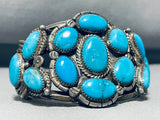 Coils Cluster Vintage Native American Navajo Fat Turquoise Sterling Silver Bracelet-Nativo Arts