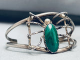 Big Green Spider Vintage Native American Navajo Sterling Silver Bracelet-Nativo Arts