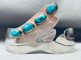 Wilver Wing Vintage Native American Navajo Turquoise Sterling Bracelet Cuff-Nativo Arts