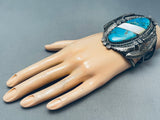 One Of The Coolest Vintage Native American Navajo Turquoise Inlay Sterling Silver Bracelet-Nativo Arts