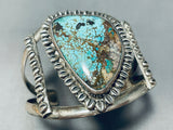 Coffee Bean Silver Work! Vintage Native American Navajo Spiderweb Turquoise Sterling Bracelet-Nativo Arts