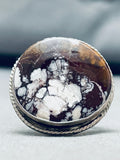Huge Vintage Native American Navajo Circle Agate Sterling Silver Ring-Nativo Arts