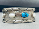 Captivating Vintage Signed Native American Navajo Kingman Turquoise Sterling Silver Bracelet-Nativo Arts