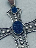 Huge Spiderweb Native American Navajo Sterling Silver Cross Pendant-Nativo Arts