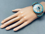One Of The Best Ever Vintage Zuni Turquoise Inlay Sterling Silver Bracelet-Nativo Arts