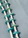 154 Grams Early 1900's Vintage Santo Domingo Green Turquoise Necklace
