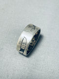 Noteworthy Vintage Signed Native American Hopi Sterling Silver Overlay Large Ring-Nativo Arts