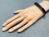 Most Unique Vintage Native American Navajo Jet Sugulitew Sterling Silver Inlay Bracelet-Nativo Arts