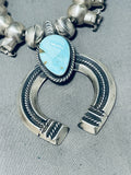 Noteworthy Native American Navajo Kingman Turquoise Sterling Silver Blossom Necklace-Nativo Arts