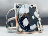 Very Rare Snowflake Obsidian Vintage Native American Navajo Sterling Silver Bracelet-Nativo Arts
