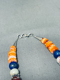 Singer Native American Navajo Spiny Oyster, Lapis, Turquoise Sterling Silver Necklace-Nativo Arts