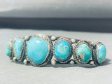 Magnificent Vintage Native American Navajo Kingman Turquoise Sterling Silver Bracelet-Nativo Arts