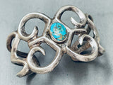 Important Vintage Native American Navajo Turquoise Sterling Silver 1950's Bracelet