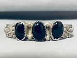 Eyecatching Vintage Native American Navajo Onyx Sterling Silver Bracelet-Nativo Arts