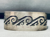 Impressive Vintage Native American Hopi Sterling Silver Overlay Waves Bracelet-Nativo Arts